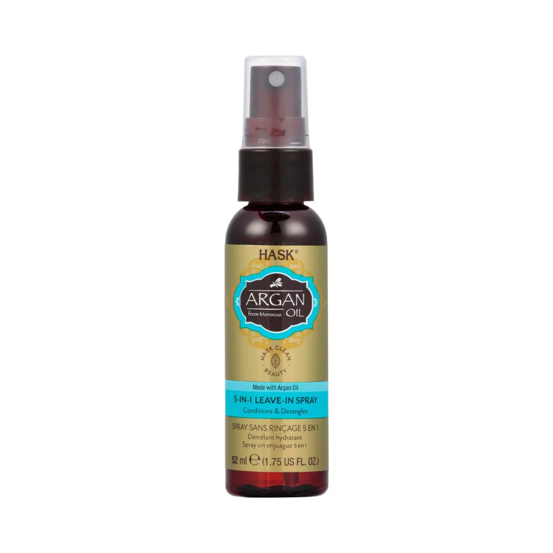 HASK ACEITE DE ARGAN TAMAÑO DE VIAJE 5 EN 1 SPRAY SIN ENJUAGUE, 1,75oz