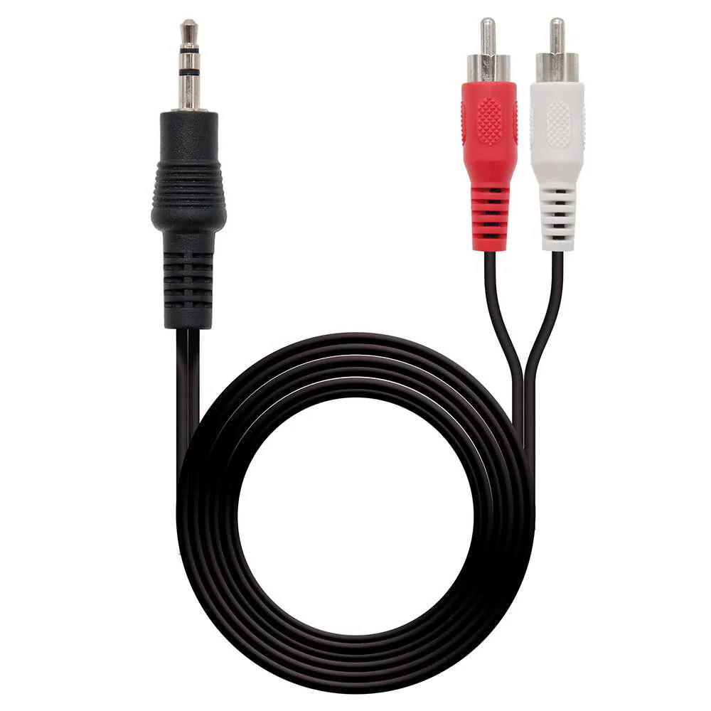 Nanocable 10.24.0310 10m Cable Adaptador de Audio Jack 3,5mm a 2 RCA L/R Machos Conversor Sonido Estereo Analogico MiniJack 3,5 mm Doble RCA M/M-M