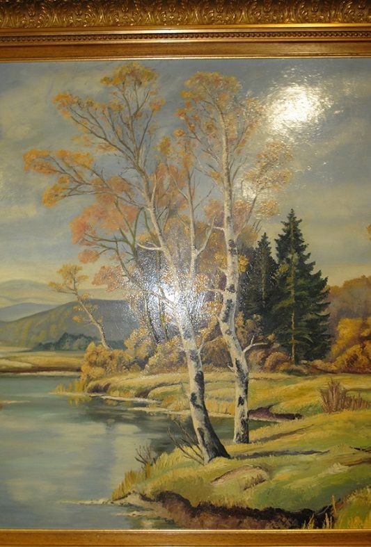 Pintura en tabla con marco dorado - Imagen 4