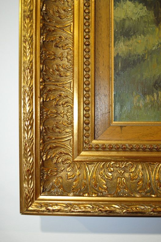 Pintura en tabla con marco dorado - Imagen 5